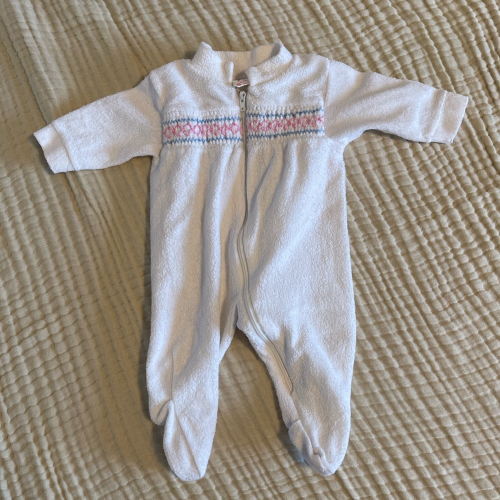 Vintage Terry Baby Sleeper Newborn White